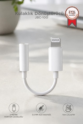 Teknik Parça Bağlantı Ucu Ara Kablo Kulaklık DönüştürücüApple iPhone Uyumlu 7 Aux Jbc100 Beyaz
