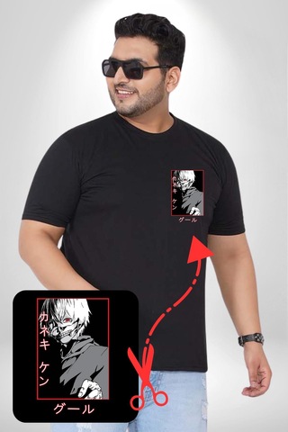 Angemiel Kaneki Ken Kuma Japon Anime Şeytan Siyah Büyük Beden Kadın Basic Minimal Baskılı Tişört Siyah