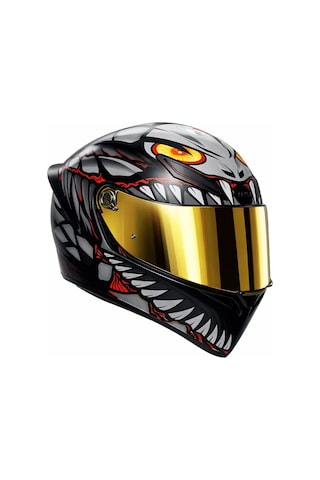 Agv K1 S E2206 Lyzard Matt Black Grey Red Configuration-Gold Vizör Kask Çok Renkli