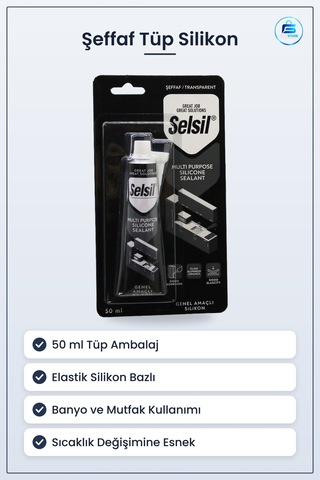 Şeffaf Genel Amaçlı Tüp Silikon 50ml Banyo Mutfak Pencere Sızdırm