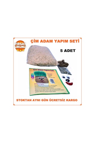Çim Adam Yapım Seti. Çimlendirme 5 Adet. Eğitici Çim Adam