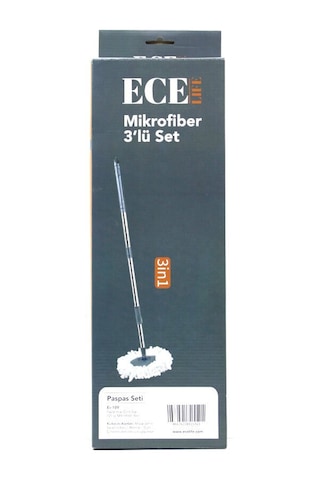 Ece Life Ec-109 Mikrofiber Yedek Seti 3in1 360 Döner Metal Sap 100cm + M.fiber Pamuk Mop 125gr - 12'li Paket Diğer