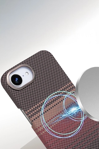 Apple Uyumlu iPhone 16e Kılıf Kevlar Desenli Karbon M-safe Magnetik Şarj Vega-msafe Yeşil
