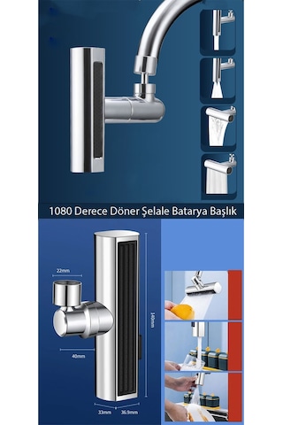 Kustar Krom Tasarruflu 4 Modlu Şelale Ayarlanabilir Musluk Başlığı Mutfak Eviye Bataryası Lavabo Bataryası