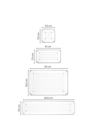 Vienev 6lı Şeffaf Çekmece Içi Düzenleyici Organizer 1x O.dkdrtgn, D.dkdrtgn 2x K.kare, K.dkdrtgn