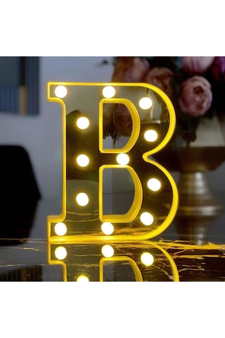 Dekoratif Led Işıklı 3d B Harfi Büyük Boy Organizasyon Doğum Günü