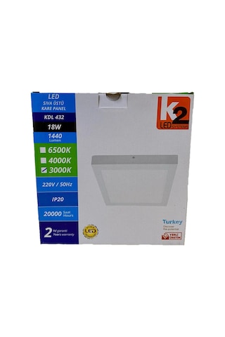 Kendal Kdl43222wgnısk 18w Günışığı Sıva Üstü Kare Led Panel