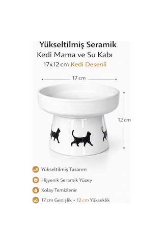 Nitrudesign Ayaklı Seramik Kedi Köpek Mama Ve Su Kabı 400 Ml
