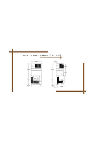 Melura Kahve Köşesi 90 Cm %100 Mdf Çok Amaçlı Dolap Gri