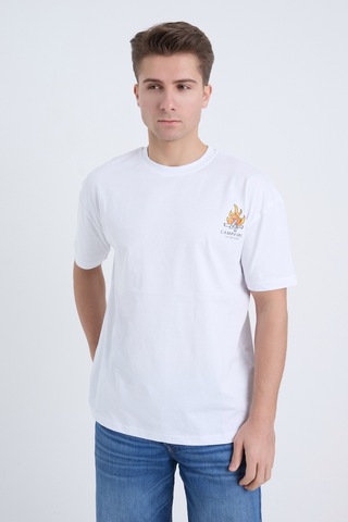 Velvoria Unisex Oversize Beyaz Campfire T-shirt