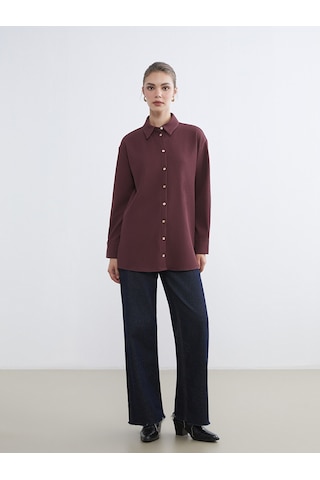 Lcw Modest Bordo Fitilli Kadın Gömlek Tunik