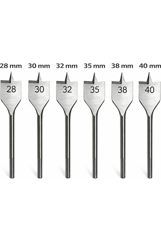 Senbang Yaprak Matkap Ucu Seti 6 Lı 28 30 32 35 38 40 Mm Ahşap Geniş Delik Açma Ucu