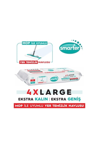 Smarter Beyaz Sabun Kokulu Sirke ve Karbonat Katkılı 4XL Mopa Uyumlu Yer Temizlik Havlusu 30'lu