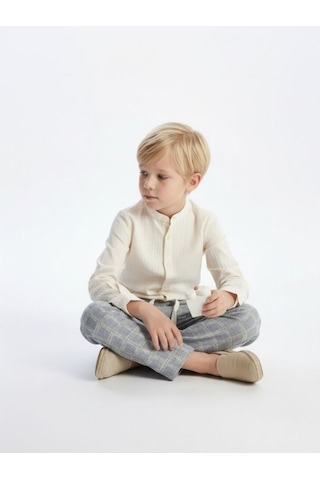 Zekids Erkek Çocuk Tasarım Pantolon-17182 Mavi