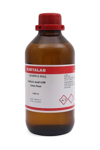 Kimyalab Sülfürik Asit %98 - Sulfuric Acid H2So4 Cam Şişe 1 L 1.84 KG Net