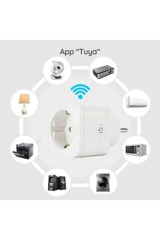 Led Wi-fi Akıllı Priz Uzaktan Telefonla Kontrol Edilebilir 16 Amper Beyaz Tuya, Google Asistant, Amazon Alexa Uyumlu 1