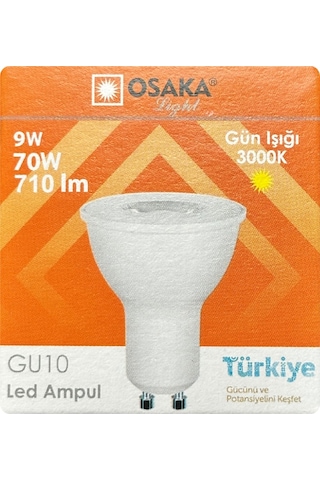 6 Adet Osaka 9w 70w Sarı Işık 3000k Gu10 Duylu Led Çanak Ampul
