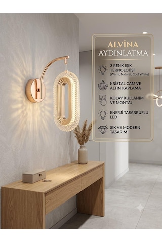 Alvina Nera Ledli 3 Renk Gold Aplik