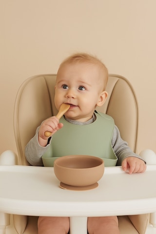 2'li Silikon Bebek Beslenme Seti / Mama Kasesi / Bebek Bardağı - Moka Mocca