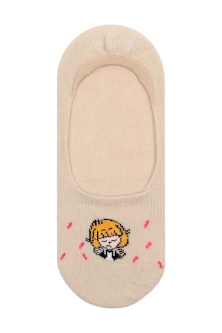 Brz Kids Paun Desenli Kız Çocuk Babet Çorabı 3'Lü Set Çok Renkli