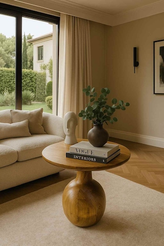 Ahşap Renkli Ahşap Orta Sehpa Rustik Ve Modern Mantar Tasarım Meşe