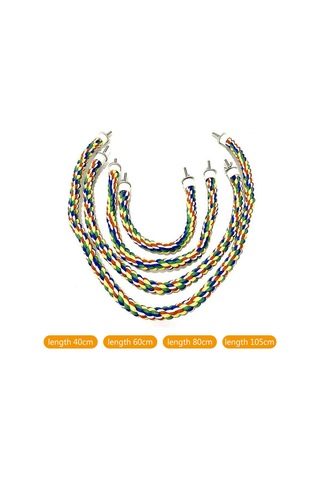 Vkemall Kuşlar İçin Pamuk İp Perçesi - Tırmalama Ve Dengeli Durma Oyuncak, 60cm Uzunlukta, Kolay Kurulum, Renkli