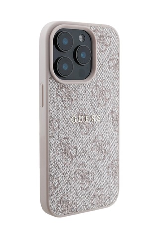 Apple Uyumlu iPhone 14 Pro Max Kılıf Guess Lisanslı Magsafe Şarj Özellikli 4g Desen Yazı Logolu Kapak Pembe