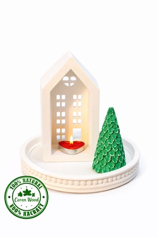 Ceren Wooden Modern Ev Mumluk & Dekor Seti Beyaz