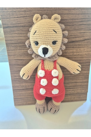 Sevimli Aslan Amigurumi Sarı - Kırmızı