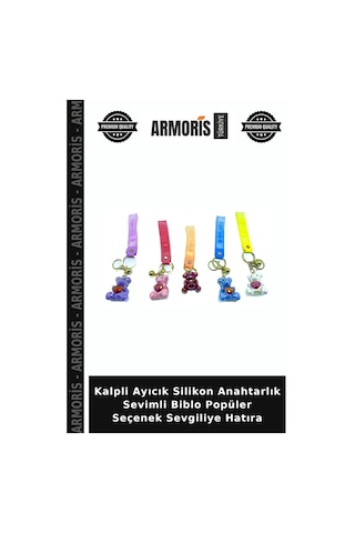 Kalpli Ayıcık Silikon Anahtarlık Sevimli Biblo Popüler Seçenek Sevgiliye Hatıra