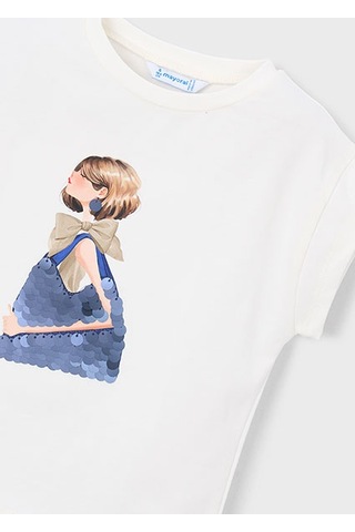 Mayoral Kız Çocuk Desenli T-shirt Beyaz - 03005
