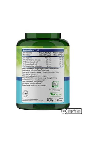 Nature's Supreme Vegan Omega 3 Algae Oil 30 Kapsül