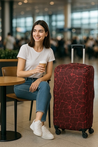 Lubros Valiz Kılıfı Bavul Koruyucu Yıkanabilir Alev Damarı