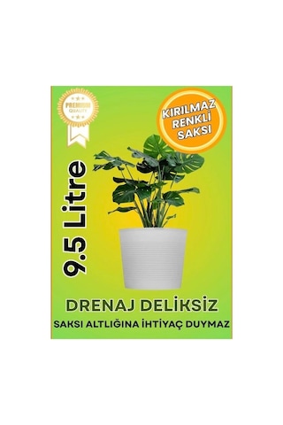 Gri 9.5 Litre Dekoratif Bitki Saksısı - Iç-dış Mekan Bitkileri Için Uygun Saksı