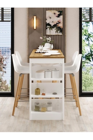 Shelfy Bar Raflı Yemek Masası Safir Meşe Safir Meşe
