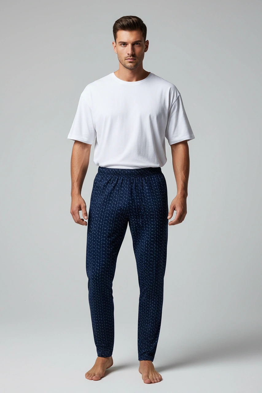 Erkek %100 Pamuk Cepli Ekose Pijama Altı Desen 8 040 Desen 8