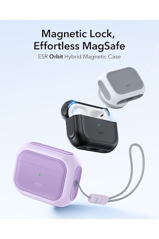 Apple AirPods Uyumlu Pro 3 2025 Orbit Hybrid Manyetik Halolock Magsafe Kılıf Lavanta