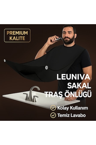 Leuniva Pratik Evde Saç Sakal Traş Önlüğü, Sakal Kesme Örtüsü Siyah