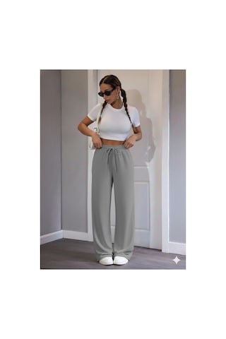 Stil X Kadın Baggy Model Eşofman Altı / 3 İplik Şardonlu Gri