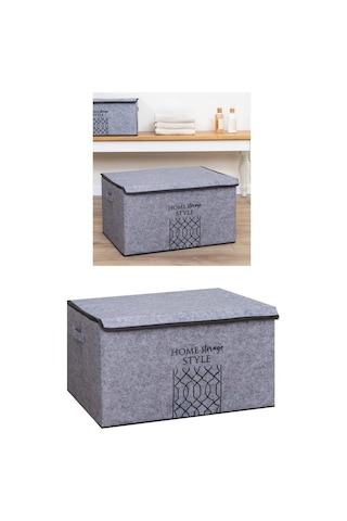 Keçe Kapaklı Mega Plus Baza Hurcu, Çok Amaçlı Düzenleyici Organizer Kutu Mega Boy 57x41x31cm Gri