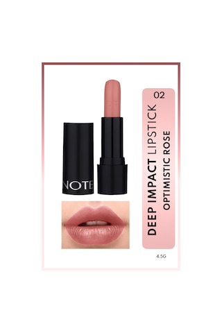 Note Cosmetique Deep Impact Lipstick Kremsi Dokulu Yarı Parlak Ruj 02 Optimistic Rose - Nude