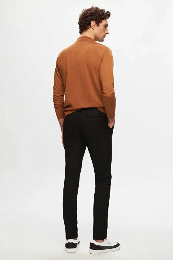 Yazı Vitesse Slim Fit Likralı Erkek Jogger Pantolon-7381 Siyah
