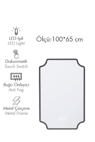 Adria 65 Cm Buğu Önleyici Led Ayna Siyah