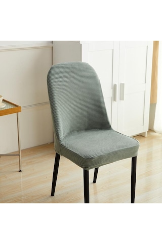 1/2/4/6 Adet Jakarlı Kavisli Sandalye Kılıfı Ofis Koltuğu Klozet Kapağı Makinede Yıkanabilir Toz Geçirmez Arkalığı Kapak Ev Dekorasyon İçin Haki