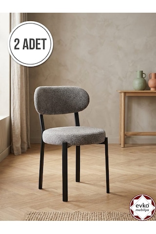Evko Mobilya Smart Sandalye, Mutfak Salon Sandalyesi, 2 Adet Sandalye, Metal Sandalye, Yemek Sandalyesi, Otel Cafe Restoran Sandalyesi Gri