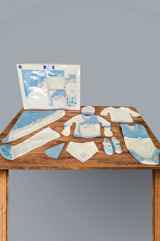 10 Parça Mavi Kuzulu Hastane Çıkışı Erkek Bebek Giyim Mavi