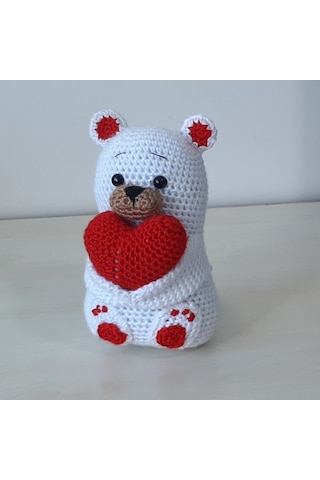 Amigurumi Örgü Oyuncak Sevgili Ayı Kalpli