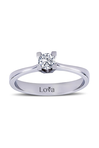 Lova F Renk 0,24 Karat Pırlanta Tektaş Yüzük - HRD Sertifikalı - 1050013