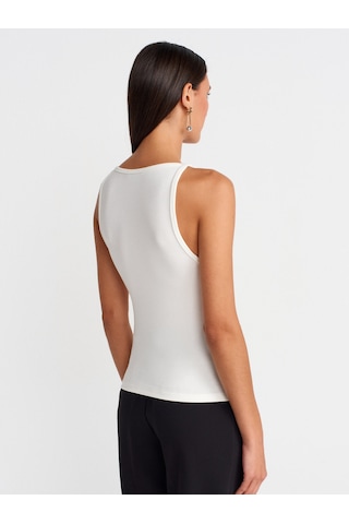Dilvin 21048 Halter Yaka Top-ekru Ekru
