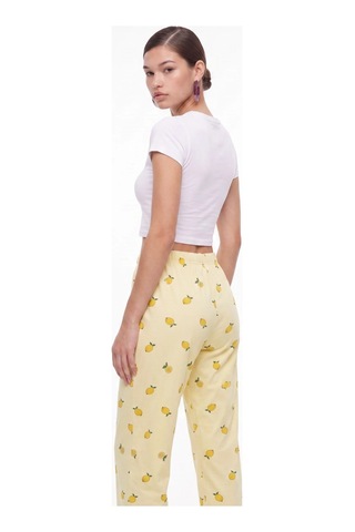 Cemo Sarı Limon Baskılı Beli Lastikli Ve Fiyonk Detaylı Pijama Altı